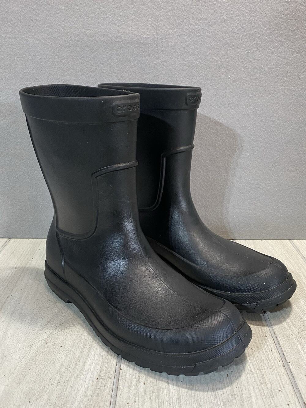 Crocs Rain Boots Mens 11 43 Black Synthetic Pull On Waterproof Slip Resistant